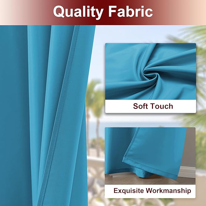 HolidayIdeas Grommet Outdoor Curtains for Patio Waterproof 8 Pcs All Weather Balcony Outside Curtains for Apartments, Gazebo, Pergolas, Porch, 54x120 Inch, Teal