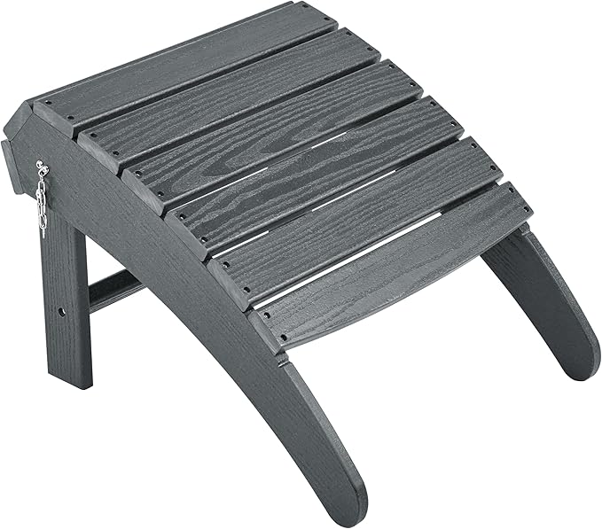 Yaheetech Adirondack Ottoman Footrest for Adirondack Chair,HDPE All Weather Outdoor Folding Foot Stool for Porch, Backyard, Lawn, Gray
