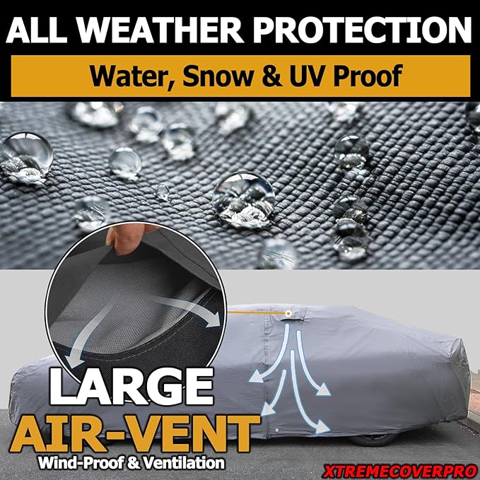 All Weather Waterproof car Cover Good for rain Snow uv Protection dust Sport Sedan GTO MAZDA6 Mustang Camaro M5 RC A5 M3 Q50 M8 Thunderbird Gray
