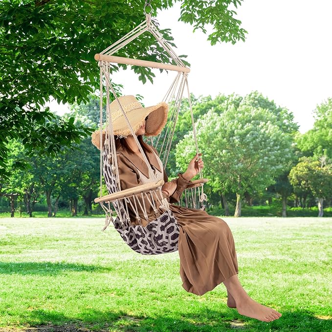 Backyard Expressions Reversible Hanging Rope Swing - Max 275 Lbs - Wooden Spreader Bar - for Any Indoor or Outdoor Spaces