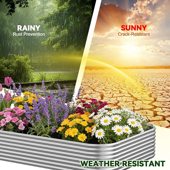 3 Pack 8x4FT Raised Beds for Gardening, Corrugated Galvanized Steel Raised Garden Bed, Outdoor Metal Above Ground Garden Bed for Vegetables and Flowers