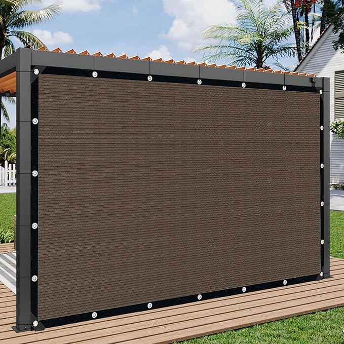 Sun Shade Cloth for Outdoor Patio,Pergola Shade Cover with Grommets Deck Shade Privacy Screen Balcony,90% UV Protection Shade Fabric Brown Sunshades for Garden Backyard Outdoor,Mocha-8x10FT