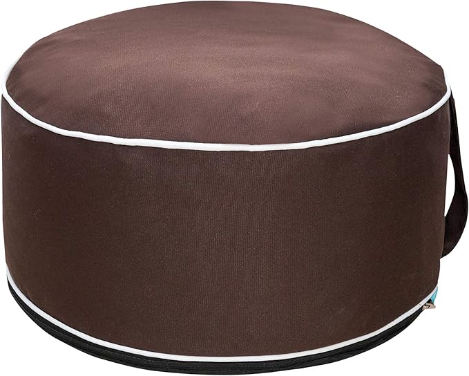 QILLOWAY Indoor/Outdoor Inflatable Stool,Round Ottoman,All Weather Foot Rest for Camping or Home,Coffee