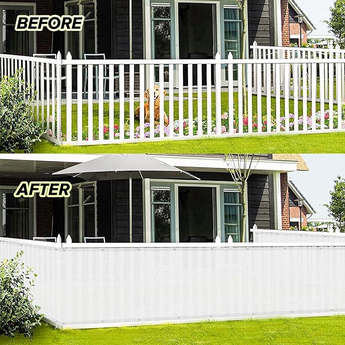 LOVE STORY Balcony Privacy Screen, 3'x6' Deck Shield Screen Fence Cover,UV Protection and Weather-Resistant,3 FT Height for Deck, Patio, Backyard, Outdoor Pool, Porch, Railing, White