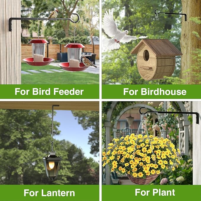 15 Inch 2 Black Pack Heavy Duty Outdoor Plant Hangers, Iron Hanging Plant Brackets for Hanging Plants Outside, Metal Plant Hooks Plant Wall Hooks for Hanging Lantern, Bird Feeder