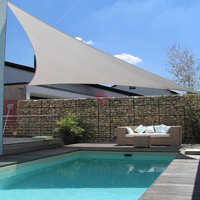 Patio Paradise 9' x 9' x 8'10" Sun Shade Sail Triangle Canopy, Permeable Shade Cloth Fabric Sunlight Block Patio Cover HDPE Deck Awning for Outdoor Backyard Pergolas Roof Shading, Light Gray