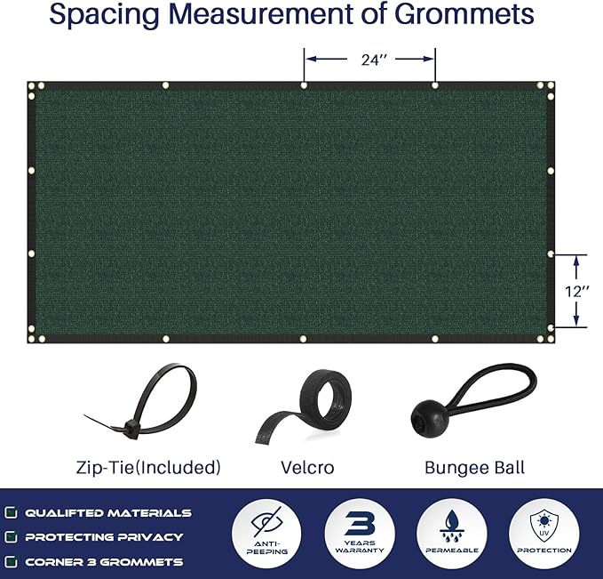 Windscreen4less Privacy Fence Screen Heavy Duty Windscreen Fencing Mesh Fabric Shade Net Cover with Brass Grommtes for Outdoor Wall Garden Yard Pool Deck, 6'x232' Green