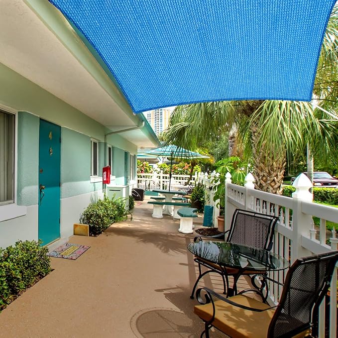 Eden's Decor Straight Flat-Edged Sun Shade Sail Rectangular 5' x 19' Blue UV-Blocking Outdoor Canopy Fabric Cloth Awning for Pergola Patio Garden Backyard Custom Size