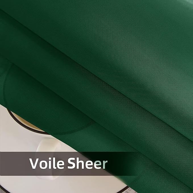 SpaceDresser Waterproof Outdoor Sheer Curtains for Patio - 2 Panels Rod Pocket Indoor Voile Sheer Curtain for Living Room,100W x 108L inch, Foliage Green