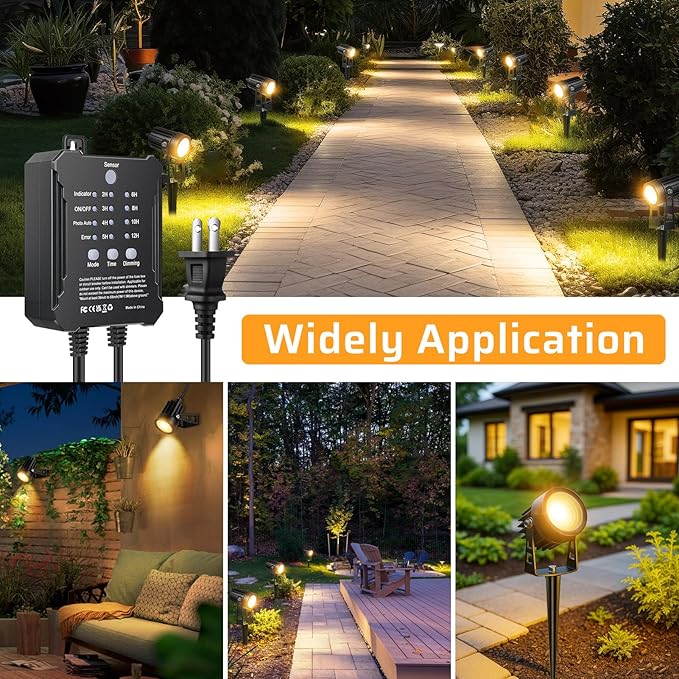 Plug and Play Low Voltage Landscape Lighting Kit, 6-Pack Wired Landscape Lights with Smart Transformer, Warm White Waterproof Outdoor LED SpotLights for Yard, Garden, Pathway, Tree