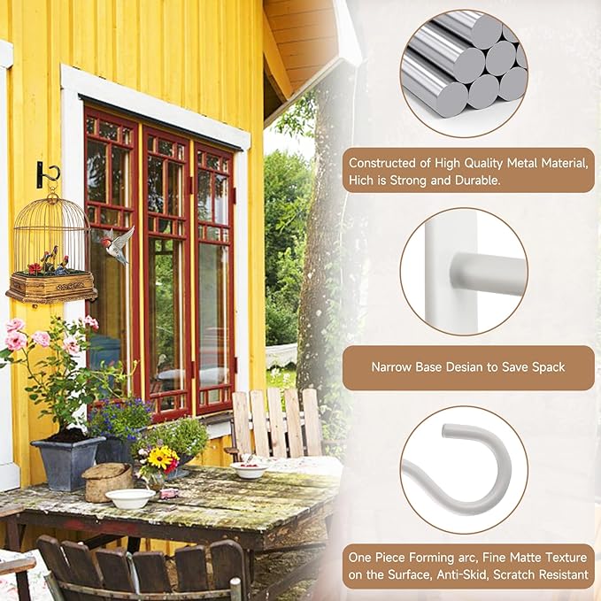 4Pack 2.5Inch Ceiling Hooks for Hanging Plant, Hanger for Indoor and Outdoor Planters Pots Holder, Wall Hook for Plant, Flower Basket, Wind Chimes, Lanterns, Lights, Bird Feeders, Home Decor-White