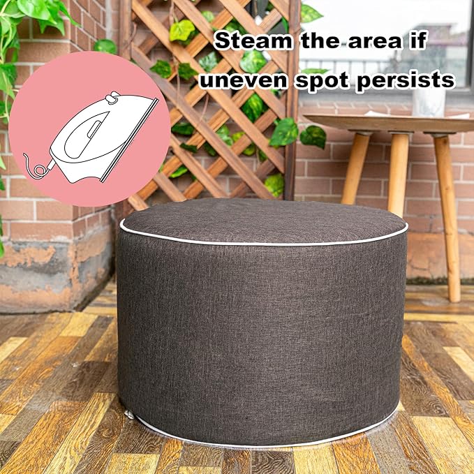 Asuprui Outdoor Indoor Foam Stuffed Ottoman Waterproof Round Ottoman Footrest Stool Diameter 20x Height 12 Inches Boho Foot Rest for Patio Living Room Porch Outdoor Seating Garden Camping Dark Coffee