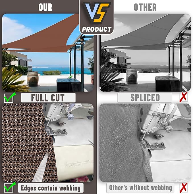LOVE STORY Custom Size 15'x15'x15' Brown Sun Shade Sail Triangle Sunhsade Fabric Awning Canopy for Patio Backyard Carport Pergola (Customized)