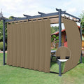 Easy-Going Outdoor Patio Curtains Detachable Tab Top Windproof Weatherproof Curtain for Cabana, Porch, Pergola and Gazebo, Tab Bottom Drape, 2 Panels, 110W x 96L inch, Khaki