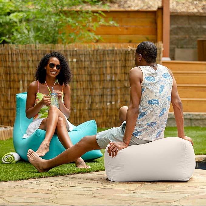 Jaxx Leon Outdoor Bean Bag Ottoman, White