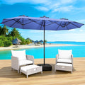 LEVELEVE 14FT Double-Sided Patio Umbrella with Base Included, Large Outdoor Rectangular Market Umbrella for Backyard, Poolside, Lawn & Garden,Blue