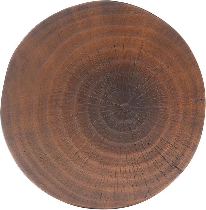 Christopher Knight Home Novi Outdoor Side Table, Hollow Round-shaped Decorative Accent Side End Table, Garden Stool for Patio Balcony Beach Pool, Lightweight Concrete, Wood-Like Texture, Antique Brown