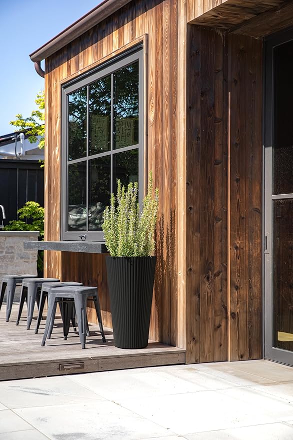 Veradek Demi Series Tall Planter for Porch, Patio, Backyard | Durable Plastic-Concrete Material | Modern Décor for Tall Plants, Grasses