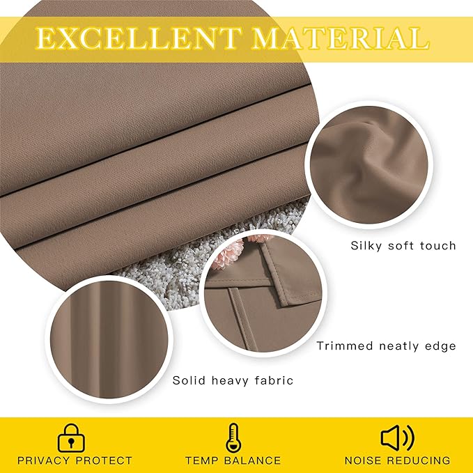 NICETOWN Blackout Curtain for Sliding Door, Grommet Top Thermal Insulated Bedroom Window Curtain Sound Dampening Drape for Patio Door/French Door (Cappuccino, 1 Panel, 80" W x 90" L)
