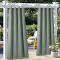 NICETOWN 2 Panels Patio Curtains for Outdoor Waterproof, Rustproof Grommet Thermal Insulated Room Darkening Indoor Outdoor Drapes Privacy for Balcony/Pergola, W52 x L108, Sage Green