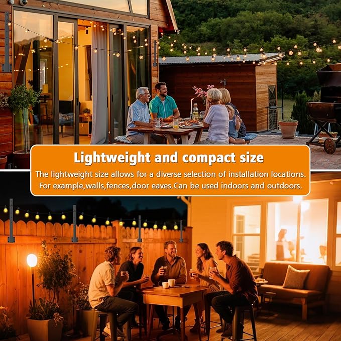 AILBTON 6 Pack 2.8Ft String Light Poles,Light Poles for Outside String Lights,Outdoor Light Poles with Fence Bracket,Metal Pole Stand for Patio,Backyard,Deck