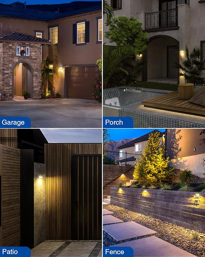 Peasur Solar Lights Outdoor Waterproof [1 Pack/140LED], Warm White Motion Sensor Lights Dusk to Dawn, 3 Modes Solar Fence Security Lighting for Wall Garden Yard Stair Outside