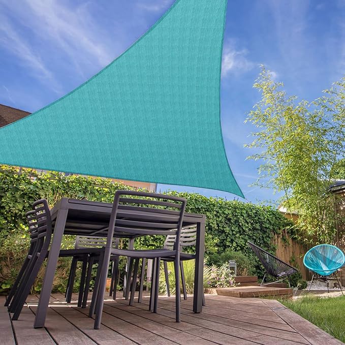E&K Sunrise 22' x 22' x 22' Sun Shade Sail Triangle Canopy Shade Cover UV Block for Patio Backyard Garden Outdoor (Turquoise)