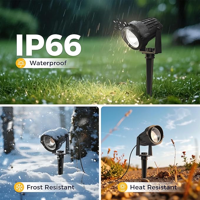 L LOHAS LED 5W Dusk to Dawn Outdoor Lighting, Auto On/Off 6000K Landscape Outdoor Spotlight, IP66 Waterproof Plug in Spot Lights for Yard, Garden, House, Pathway, Plant, UL Listed (1 Pack)