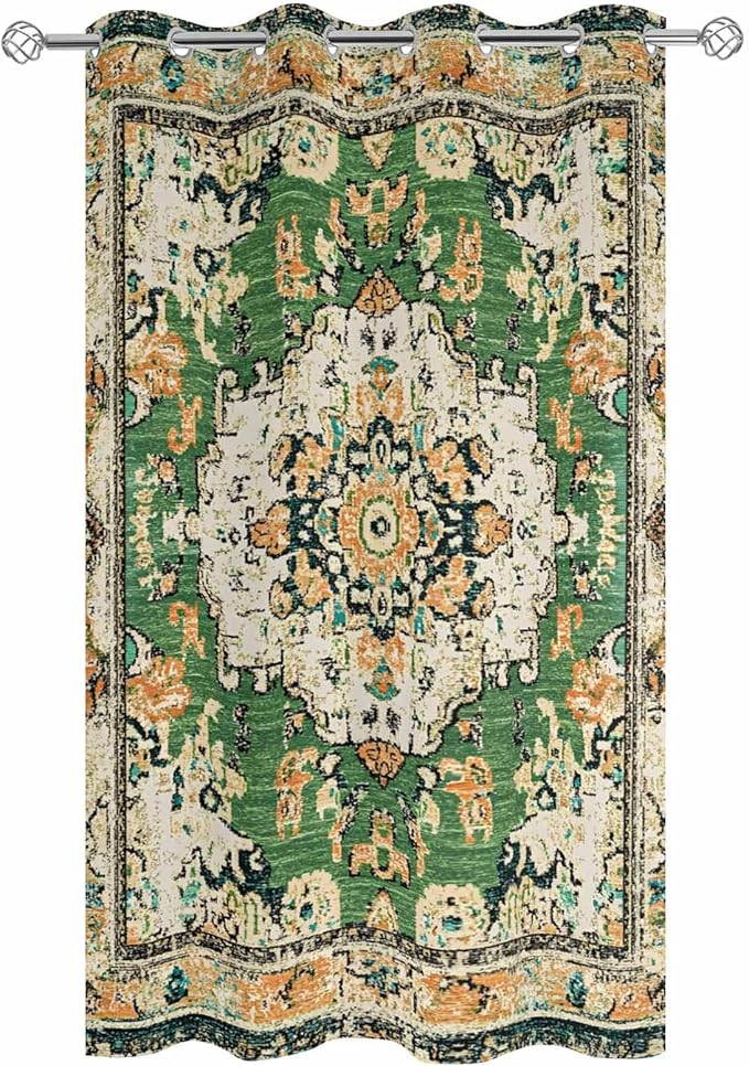 Ombre Green Boho Outdoor Curtains for Patio Waterproof, Grommet Privacy Curtain Drapes Weatherproof Outside Curtains for Porch GazeboPergola Cabana 1 Panel 54x95inch Vintage Ethnic Tribal Geometric