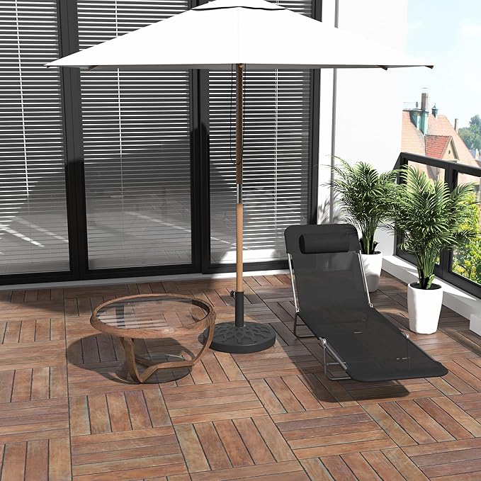 Outsunny Folding Chaise Lounge Pool Chairs, Outdoor Sun Tanning Chairs with Pillow, Reclining Back, Steel Frame & Breathable Mesh for Beach, Yard, Patio, Black
