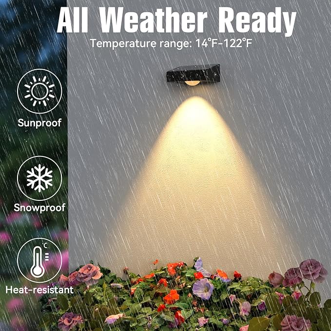 Solar LED Wall Light,RGB Color Changing Spotlight - Waterproof Outdoor Garden Path Lighting,10 Modes Auto On/Off,IP44 ABS Material,30H Runtime No Wiring Needed for Yard & Courtyard (6 P)