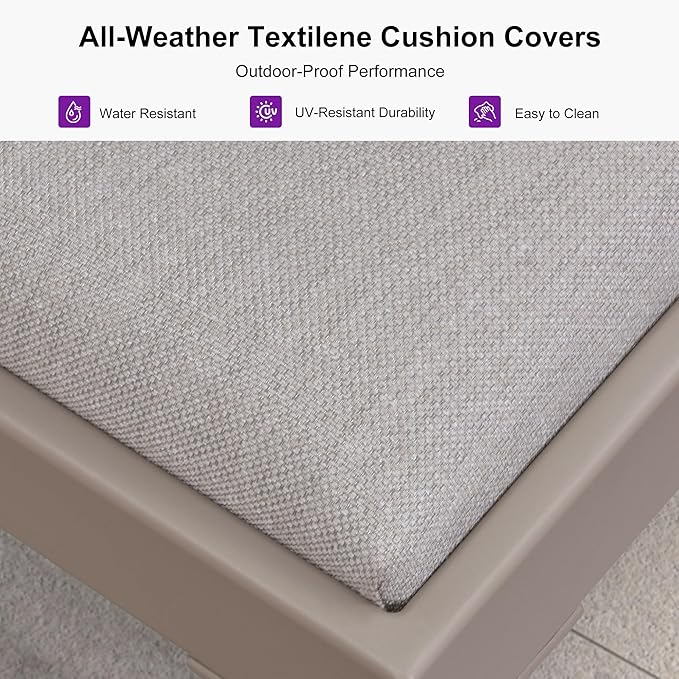 PURPLE LEAF Outdoor Chaise Lounge Set of 4 Aluminum Adjustable Patio Lounger Chairs with Cushions Reclining Beach Daybed for Poolside Balcony Deck Backyard, Champagne