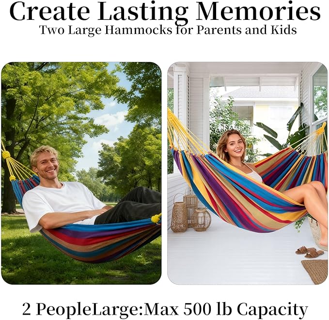 2Pack Hammocks |Camping Hammock | Portable Outdoor Hammock Set | for Hiking, Backpacking and Camping | (Blue Stripe and Blue Stripe)
