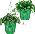QCQHDU Self Watering Hanging Pots, 2 Pack 7.2 Inch Hanging Planters for Plants Indoor, Outdoor Flower Pots with Drainage Holes and 3 Hooks Chains for Garden Home (Emerald)