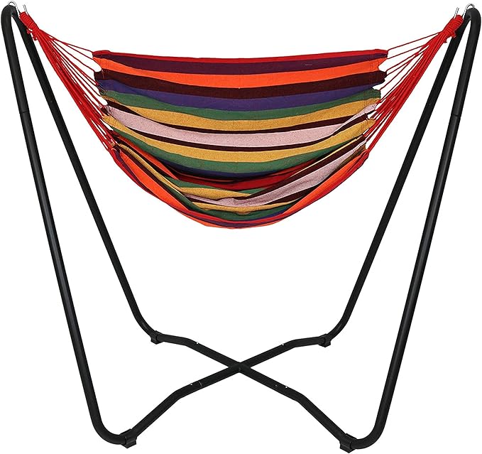 Sunnydaze Hanging Hammock Chair with Space-Saving Stand for Indoor or Outdoor Use - 330-Pound Capacity - Sunset