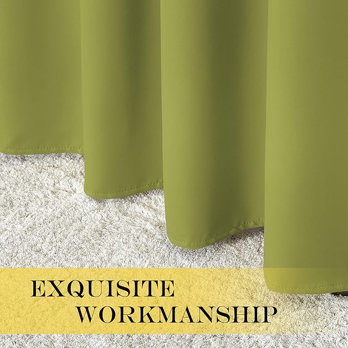 NICETOWN Blackout Window Curtain 90 inch Length - Room Darkening Thermal Insulated Grommet Large Window Treatment Light Blocking for Bedroom/Doorway (Fresh Green, 1 Panel, W52 x L90)