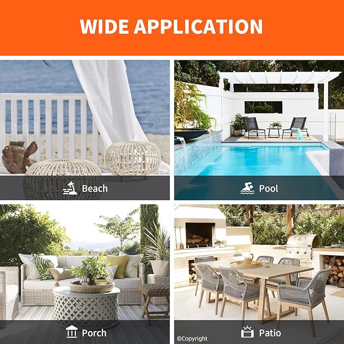 Waterproof Outdoor Curtain W105 x L95 - Grommet Top Sunlight Blocking Window Treatment Drapes Blackout Curtains for Home Bedroom Living Room Outdoor Patio Porch Pergola Cabana Gazebo (Orange)