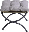 15" Foldable Foot Stool Ottoman with Metal Frame - Washable Light Grey Upholstered Indoor/Outdoor Footrest for Living Room, Bedroom, Patio - Space-Saving Compact Design