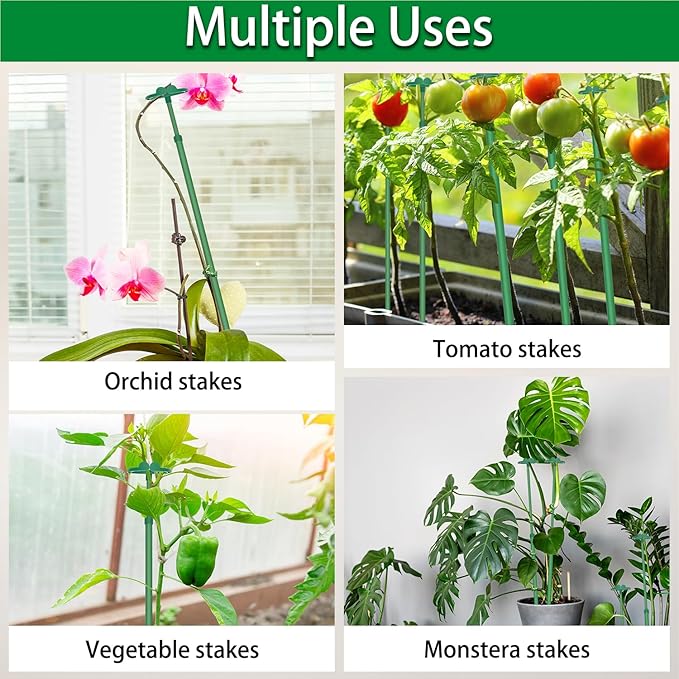 Extendable Plant Stakes, Length Scalable from 17.5IN to 30.1IN Plant Support Stake, Orchid Sticks with Clips for Indoor Outdoor,Garden Stakes for Plant,Tomato,Vegetables,Monstera,Vine - 7Pack