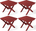 SERWALL Folding Outdoor Side Table Set of 4, Small Adirondack Side Table, Red