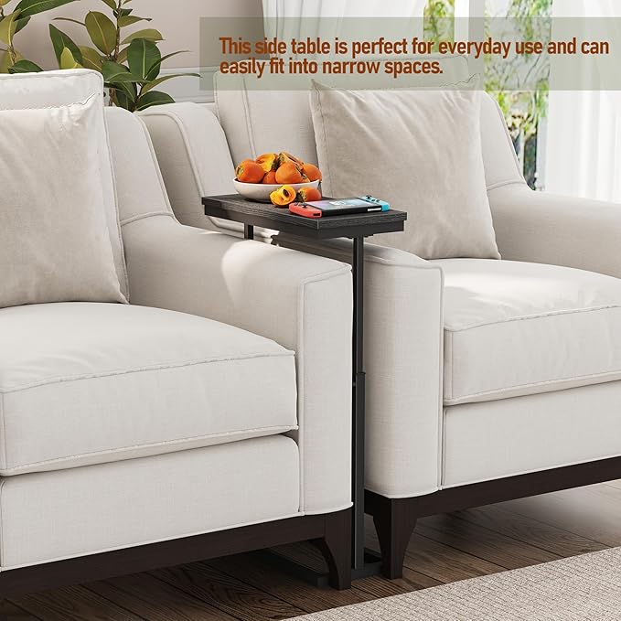 TUTOTAK End Table, Side Table, Tall Couch Table, Sofa Table, Living Room, Bed Room, Black TB01BK083
