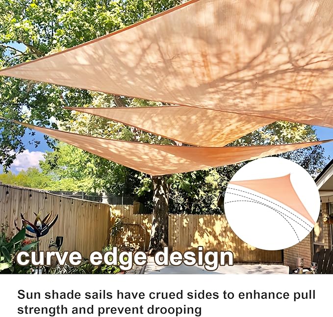 SUNLAX Sun Shade Sail 12' x 14' x 18.4' Peach Fuzz Rectangle Canopy Sail Shade Cover UV Block Permeable Sunshade Outdoor for Patio Backyard Deck Pergola (We Make Custom Size)
