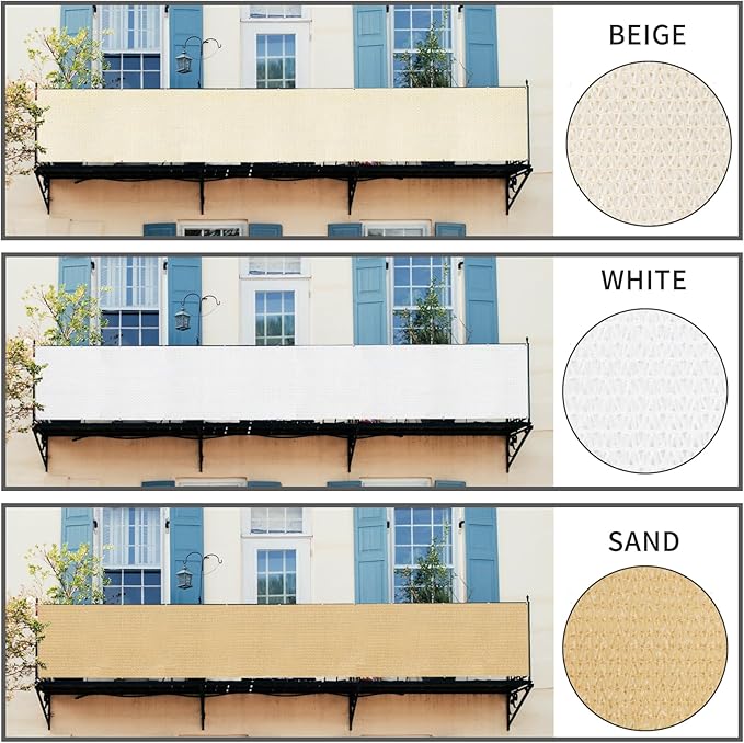 LOVE STORY Balcony Privacy Screen, 3'x12' Deck Shield Screen Fence Cover,UV Protection and Weather-Resistant,3 FT Height for Deck, Patio, Backyard, Outdoor Pool, Porch, Railing, White