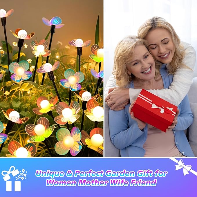 Solar Garden Lights, 6 Pack 36 LED Solar Swaying Flower Light, Waterproof Firefly Lights Outdoor Fairy Light for Garden Patio Yard Pathway Flower Bed Decoration