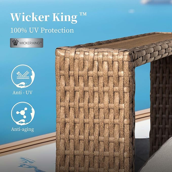 6 Pieces Patio Furniture Set,Outdoor Rattan Wicker Sectional Sofa with 10''Ultra-Thick Cushions,All Weather Patio Conversation Set for Lawn Garden Backyard,Beige
