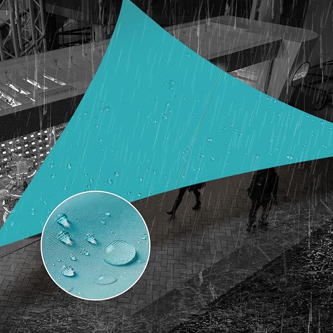 SUNNY GUARD Waterproof Sun Shade Sail 8'x8'x8' Turquoise Blue Triangle UV Block Sunshade for Backyard Yard Deck Patio Garden Outdoor Activities and Facility(Customized)