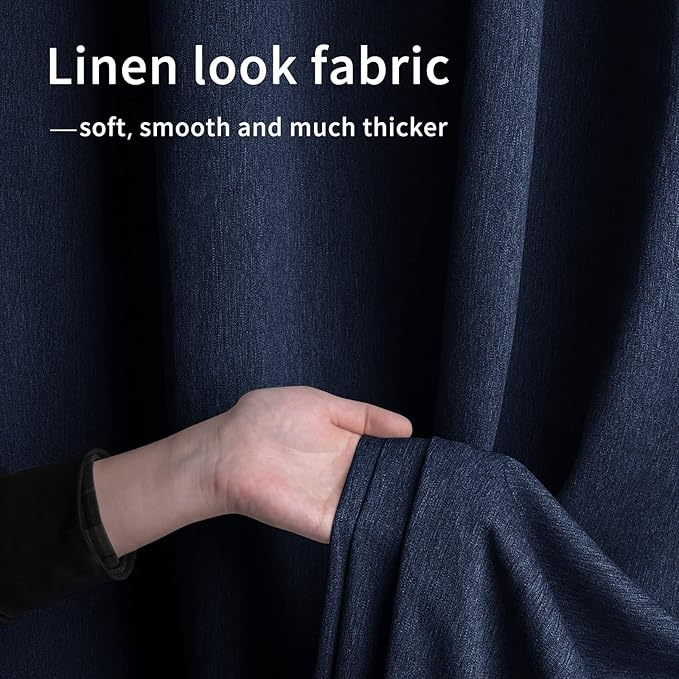 Easy-Going Linen Look Outdoor Curtains Waterproof Windproof Porch Curtains, Soft Thicken Outdoor Privacy Curtains for Patio, Gazebo, Grommet Top and Tab Bottom Drape, 1 Panel, 54x84 inch, Navy