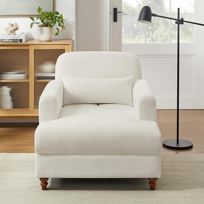 Oversized Chaise Lounge Chair Set of 2, Cloud Fluffy Chaise Sofa Recliner with Adjustable Backrest, Comfy Upholstered Sleeper Couch Bed, Modern Deep Seat Reading Armchair for Living Room, Bedroom