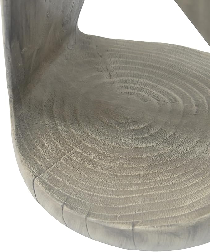 Christopher Knight Home Novi Outdoor Side Table, Hollow Round-Shaped Decorative Accent Side End Table, Garden Stool for Patio Balcony Beach Pool, Lightweight Concrete, Wood-Like Texture, Gray