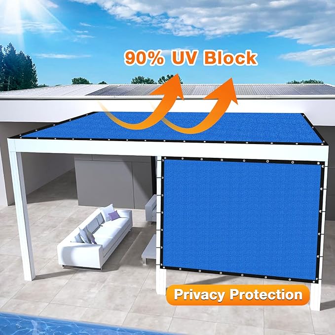 Artpuch Outdoor Pergola Shade Cover 6' X 8' Sun Shade Cloth with Grommets, 90% UV Protection Canopy Patio Privacy Screen (Customized Available) GN107, Blue